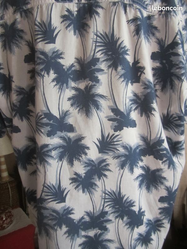 Chemisette homme imprimé palmiers bleus taille XL (image 9)