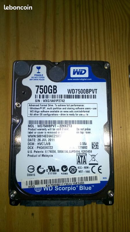 Disque dur portable wd 750gb (image 1)