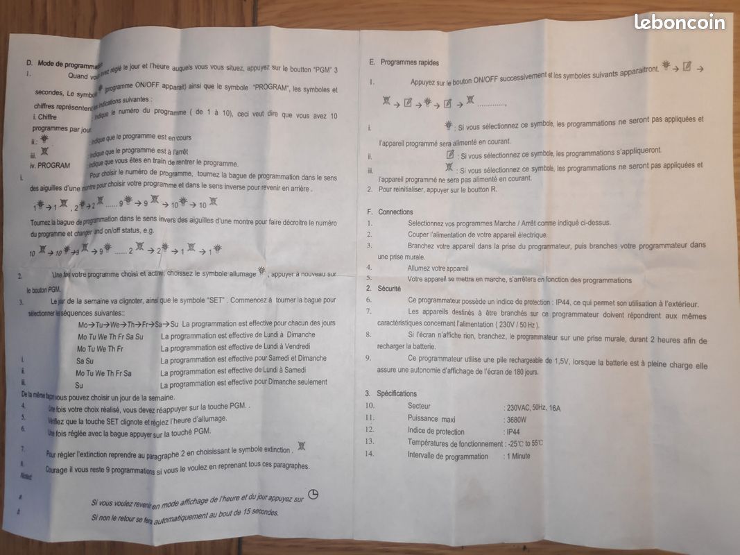 Programmateur Hebdomadaire Étanche IP44 - 70 Programmations par semaine (image 10)