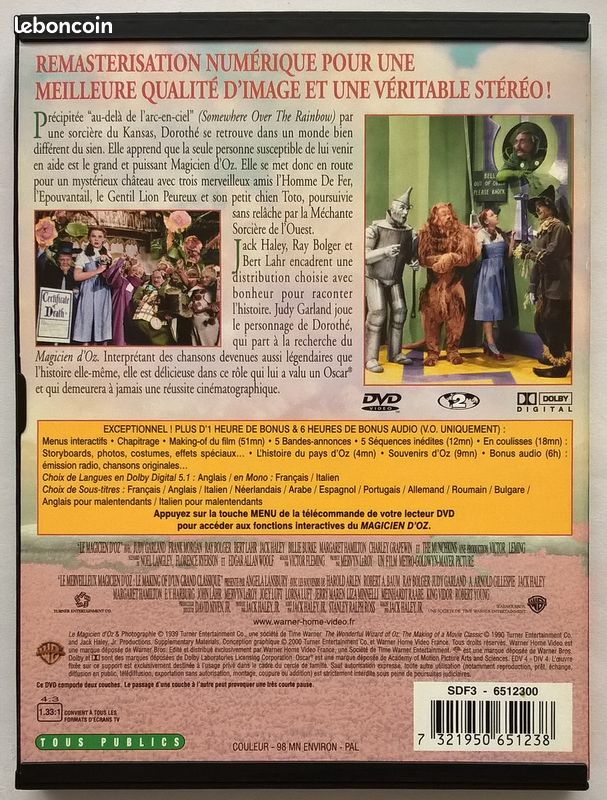 Amd78 - DVD Le Magicien d’Oz (Judy Garland, Jack Haley, Bert Lahr, Ray Bolger) (image 2)