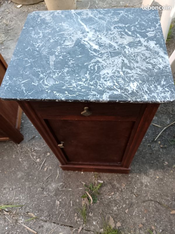 Chevet vintage bois/marbre (image 2)