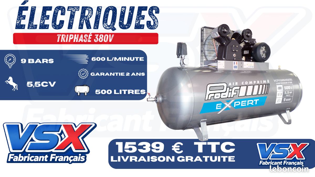 Compresseur 500 Litres Prodif 5,5 CV (image 1)