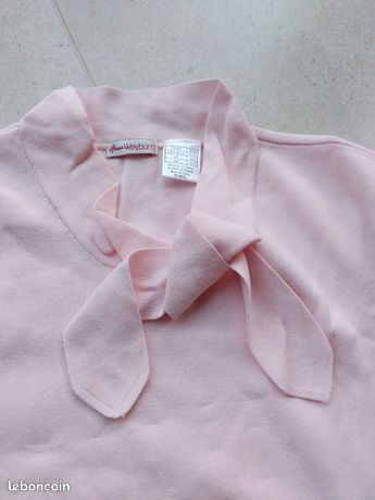 Pull rose Anne Weyburn manches courtes col montant Neuf Vêtements