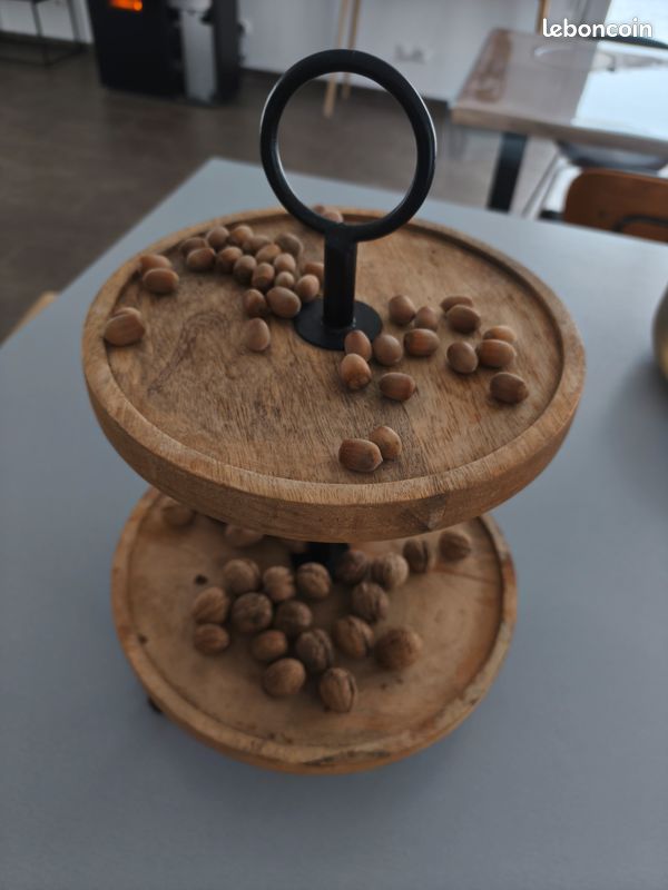 Présentoir En Bois 2 étages - 20x10 Cm, Marron, Pour Figurines, Bijoux, Cosmétiques, Décoration étagère