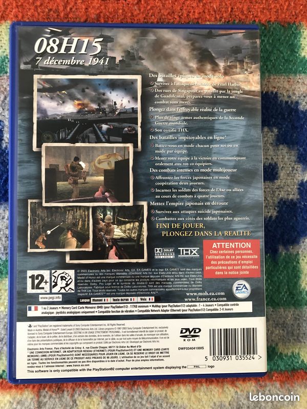 Jeu Medal Of Honor : Soleil Levant - PlayStation 2 (PS2) - Version FR Sans Notice - Bon état