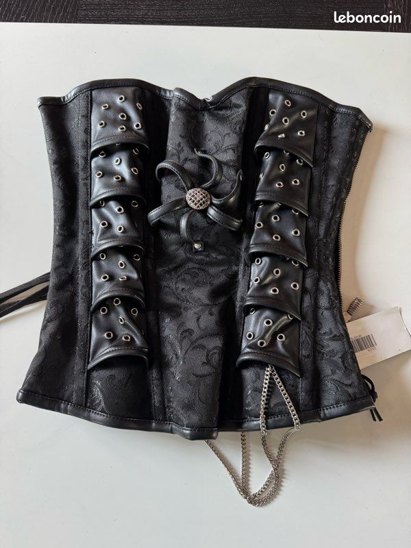 Corset gothique dark steampunk noir (image 1)