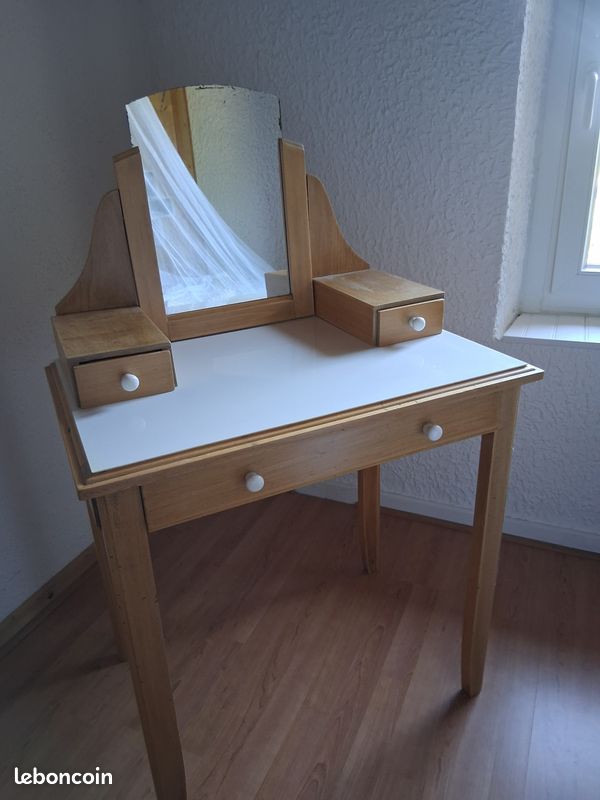 Coiffeuse vintage bois d'occasion - Ameublement