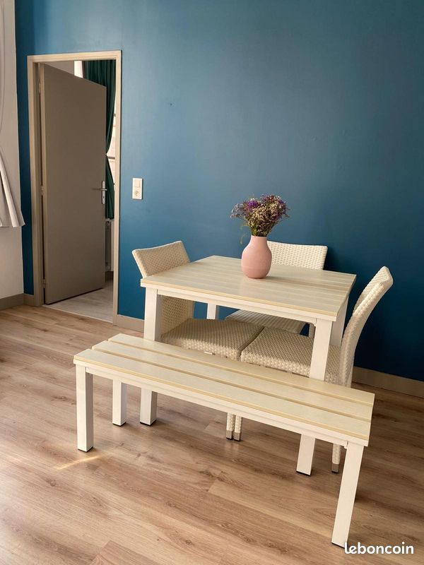Ensemble de meubles : table extérieur avec chaises et banc + bureau + miroir + 2 commodes (image 5)