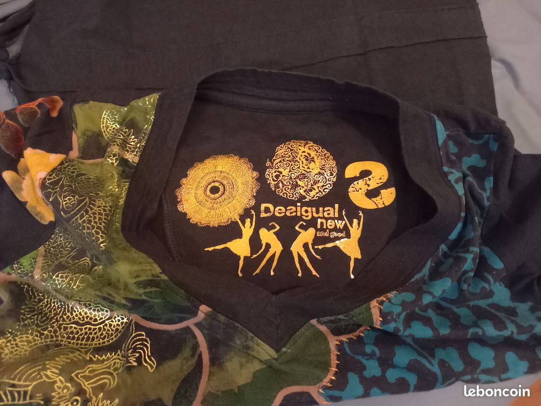 Tee-Shirt Vert avec Motifs Desigual Taille M (image 4)