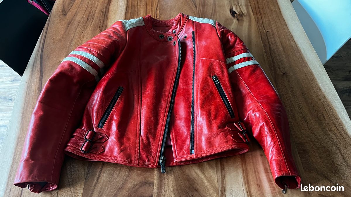 Veste cuir moto rouge GUNS Équipement moto