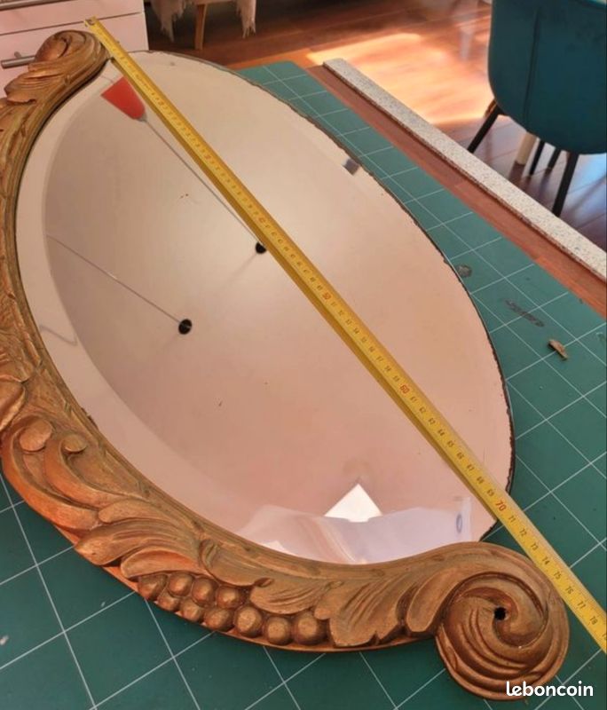 Grand Miroir Ovale Ancien Doré – Style Baroque / Rococo (80cm) (image 1)