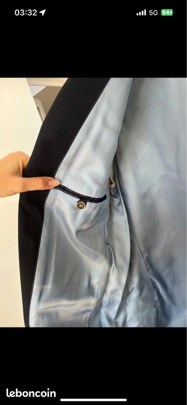 Veste costume bleu marine homme Cyrillus coudières marrons Vêtements