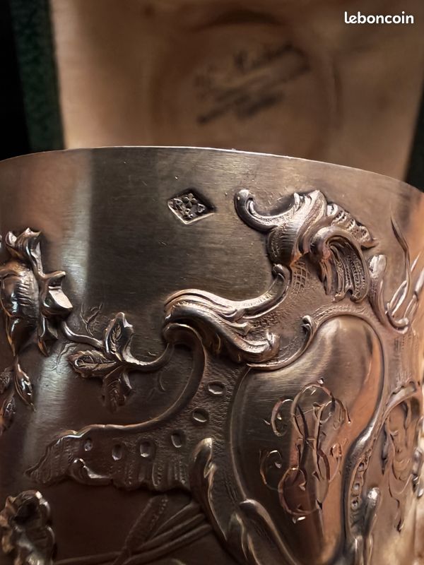 RAVINET D'ENFERT (Hermès) coffret rond de serviette floral en argent massif minerve (image 5)