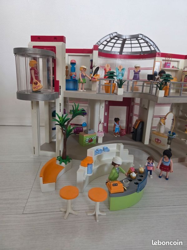 Table Ronde Jaune Et Blanc PLAYMOBIL City Life - Magasin Centre Commercial (Ref. 5485) - Occasion