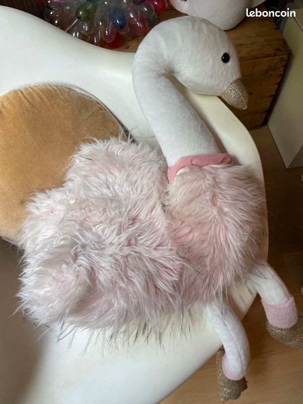 Peluche cygne rose et pailleté (image 1)