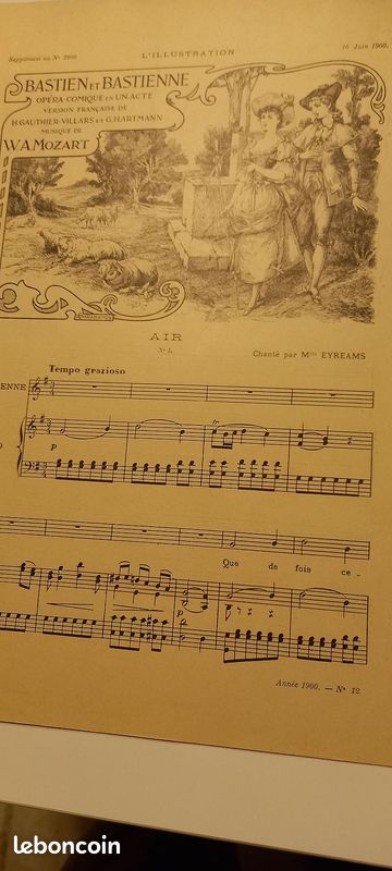 Musique Partitions Supplément musical de l'illustration époque 1900 (image 5)