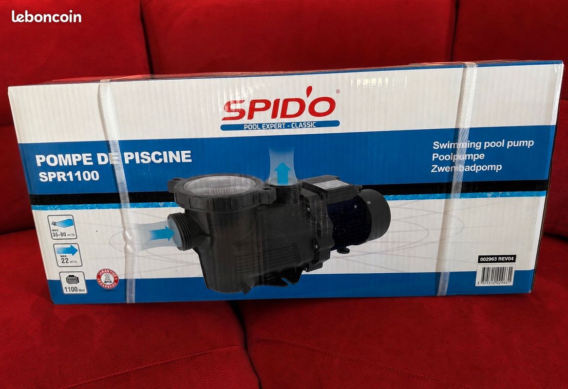 Pompe de piscine Spid'O SPR 1100 – 1,5 CV – 22 m³/h – NEUVE (image 1)
