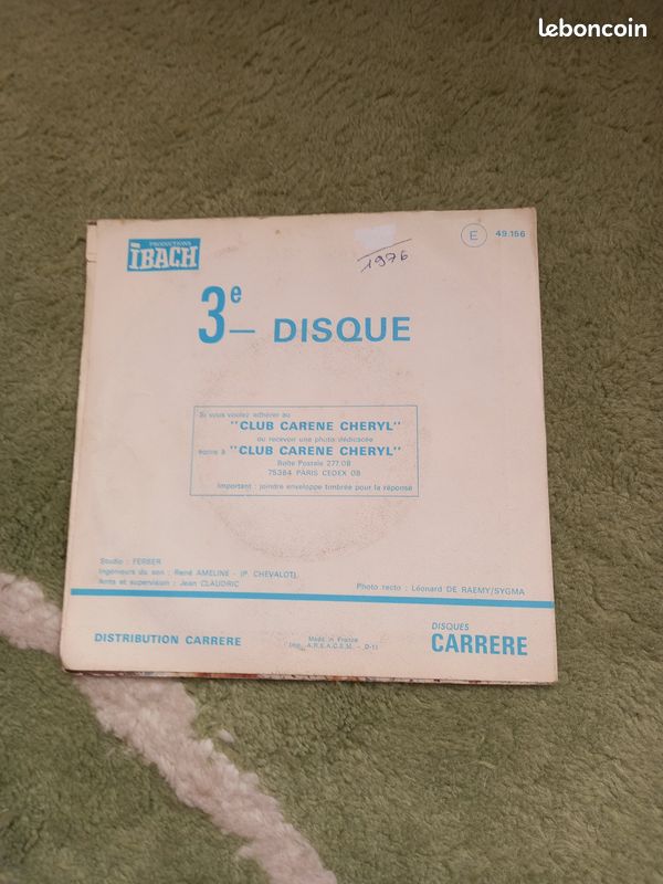 VINYLE 45 Tours COLLECTOR 1975 Carene Cheryl 3ème DISQUE / bobp (image 2)