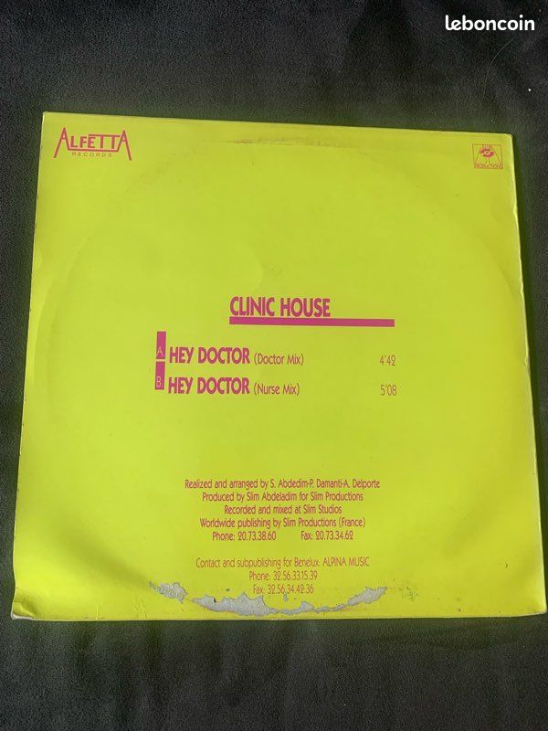 Disque clinic house hey doctor vinyle maxi 45T electro new beat hard (image 2)
