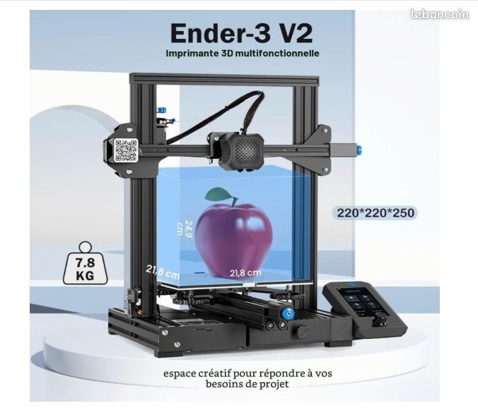 Idéal pour débuter : Imprimante 3D Creality ender 3 V2 + boitier isolant + bobines + livre formation fusion 3D (image 6)