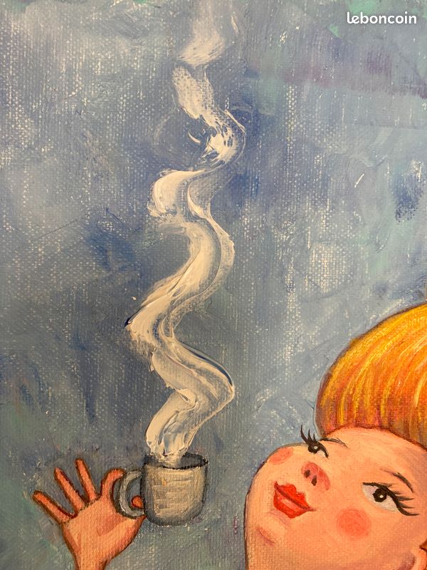 Tableau Femme allongé sur geant chat rouge (image 3)