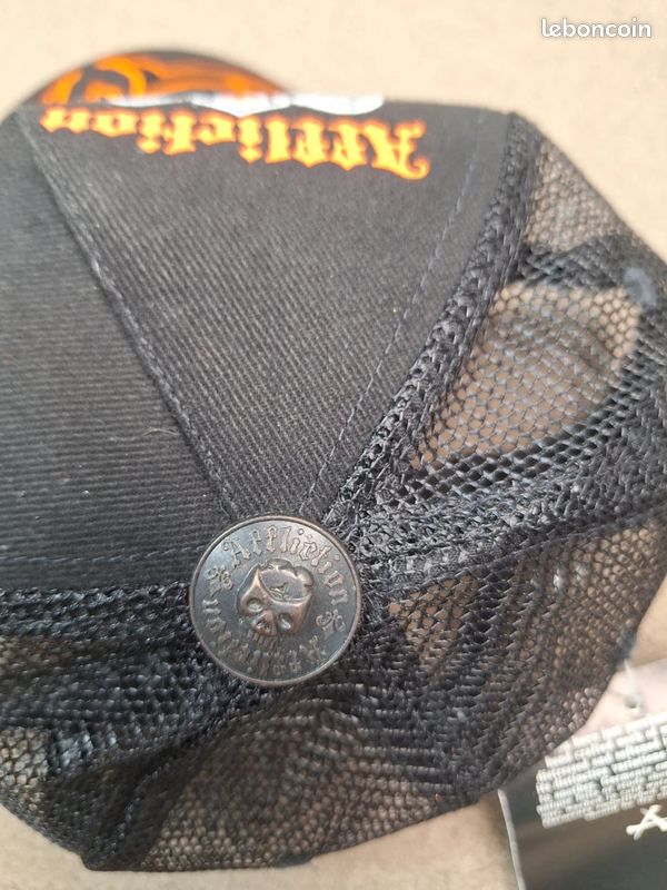 Casquette Affliction rock trucker snapback gothique y2k croix broderies noir Homme #AF01 (image 7)