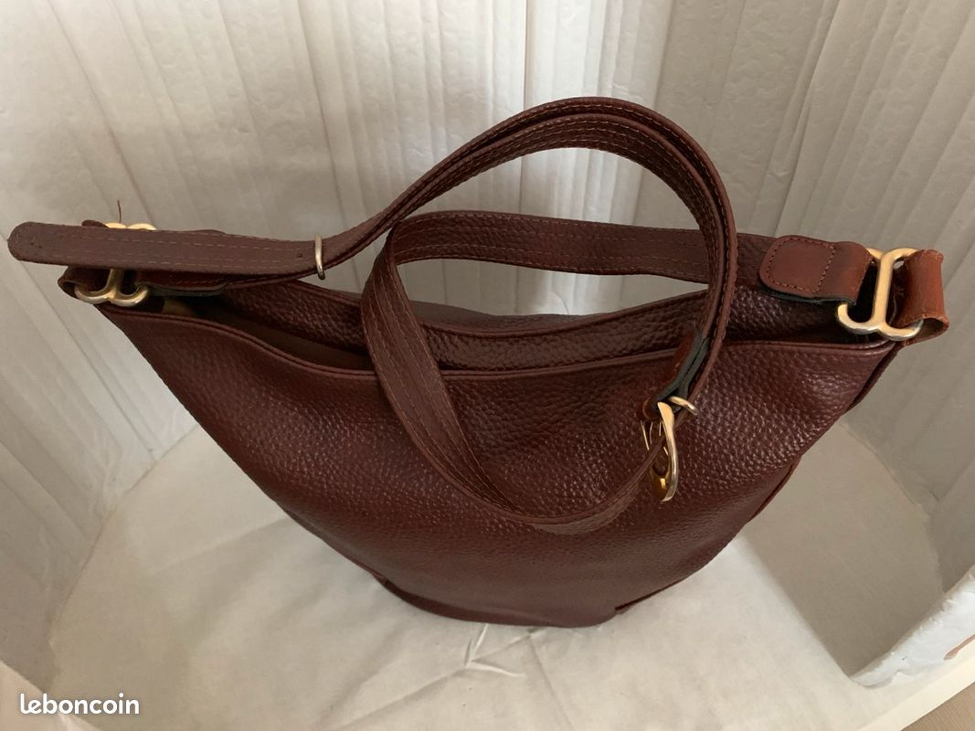 SAC SEAUX TEXIER CUiR MARRON à BANDOULIÈRE (image 5)