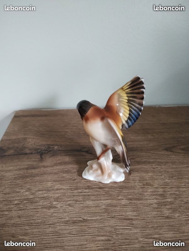 Figurine Porcelaine Chardonneret - Unterweissbach Années 50 - Allemagne - Main Peinte - Occasion
