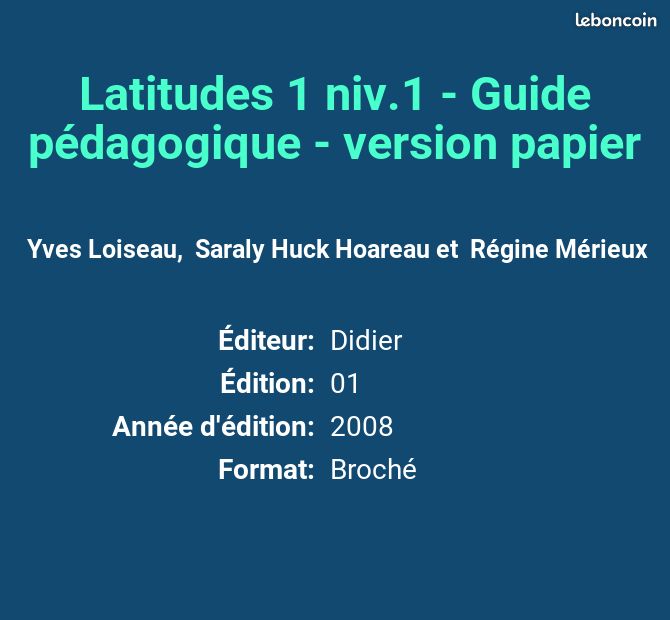 Latitudes 1 niv.1 - Guide pédagogique - version papier - Yves Loiseau, Saraly Huck Hoareau et ... (image 2)