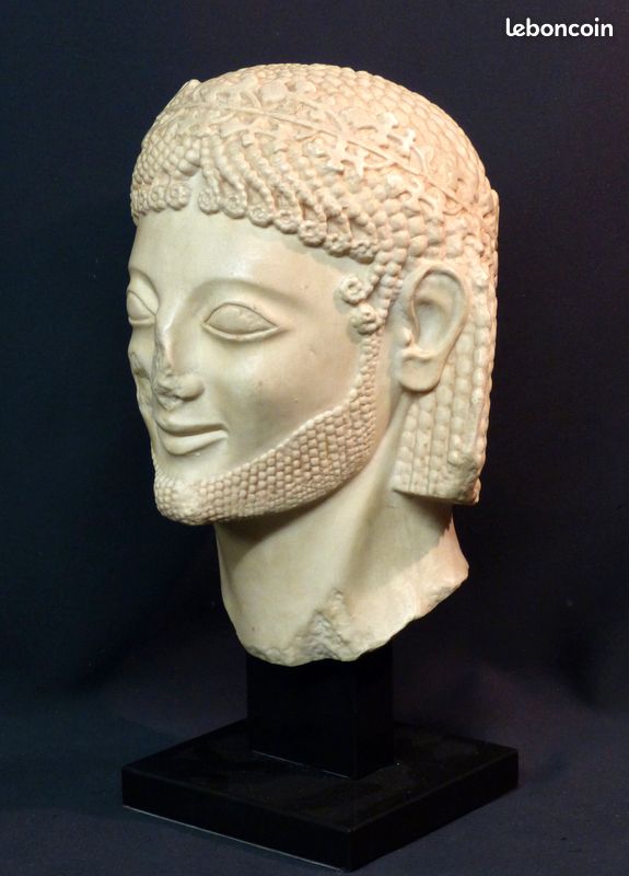 C très beau grand buste Chevalier Rampin d'après L'antique grecque 36cm Louvre (image 1)