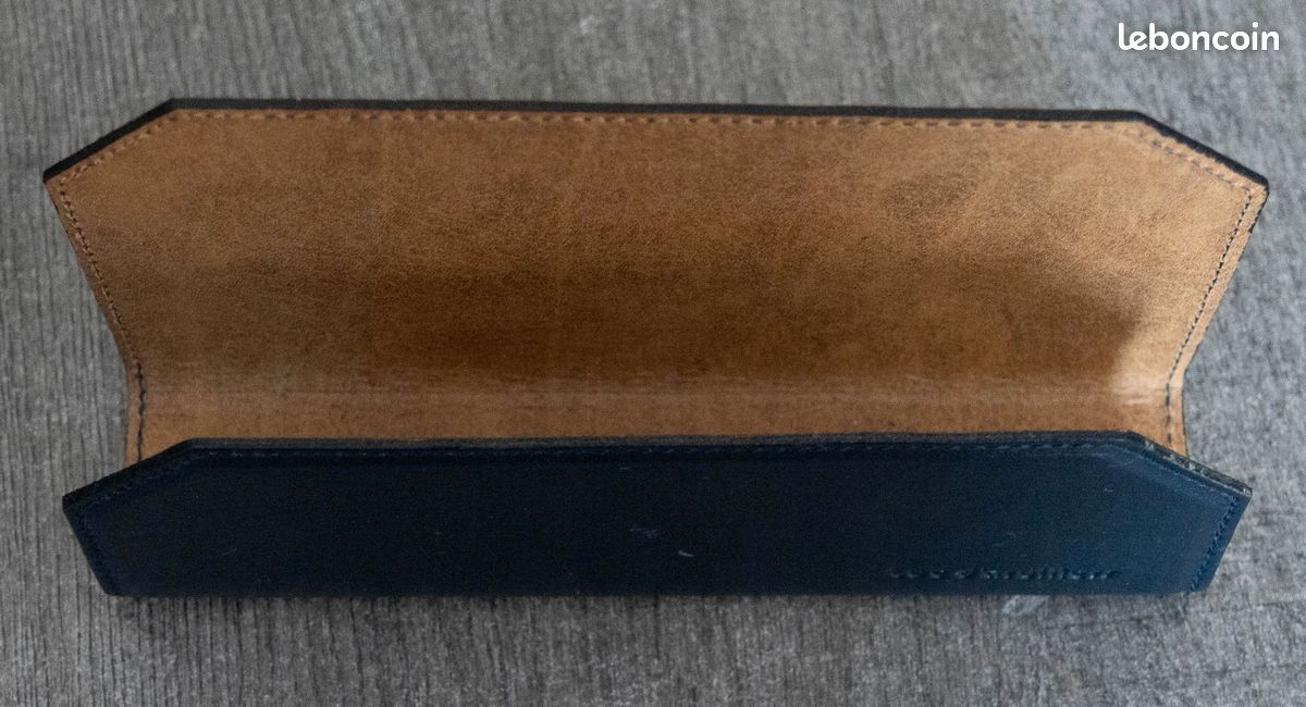 Porte-courrier De Bureau Vintage – Cuir Et Laiton, Longueur 24 Cm