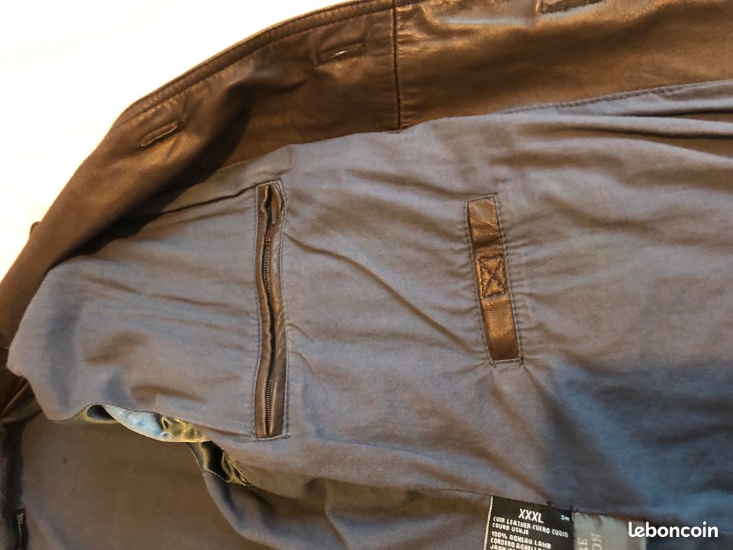 Veste cuir marron homme en tbe (image 9)