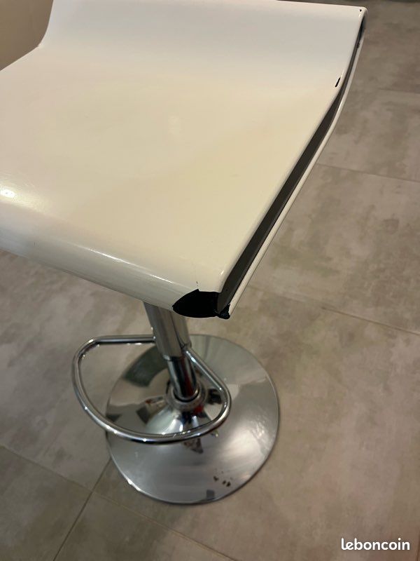 Tabouret de bar réglable blanc (image 2)