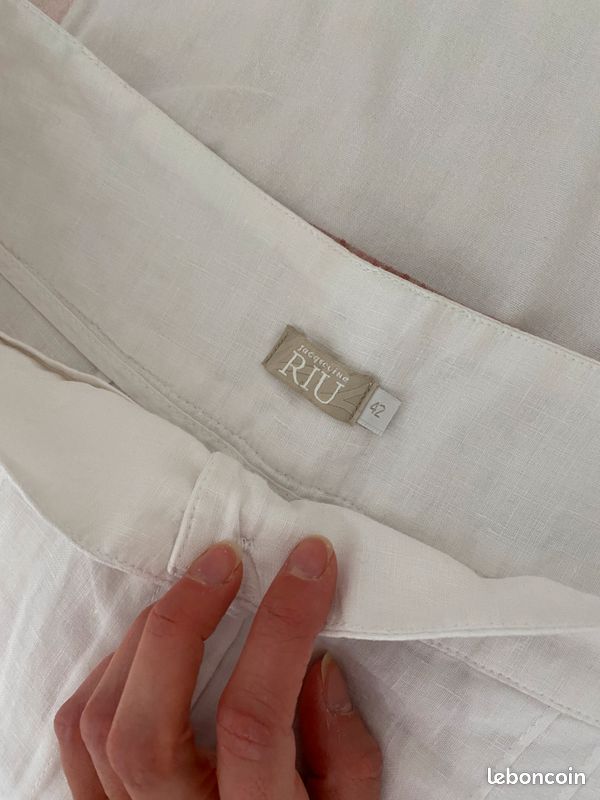 Pantalon fluide blanc (image 3)