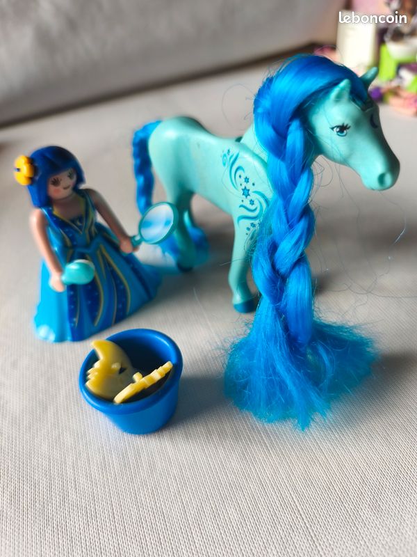 Playmobil princesse bleuet avec cheval à coiffer 6169 (image 1)