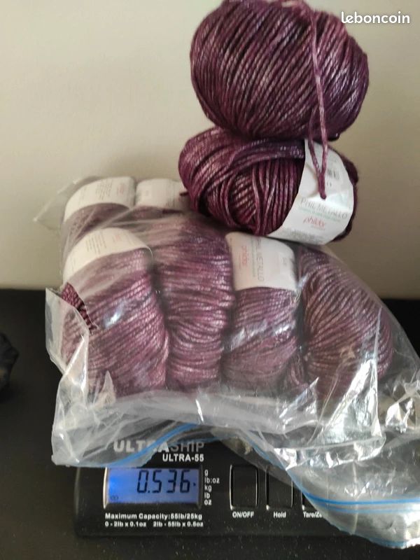 Lot De 9 Pelotes De Fil Phil Nature Aubergine Phildar - Coloris Bordeaux/violet, Aiguille 3,5 - Neuf