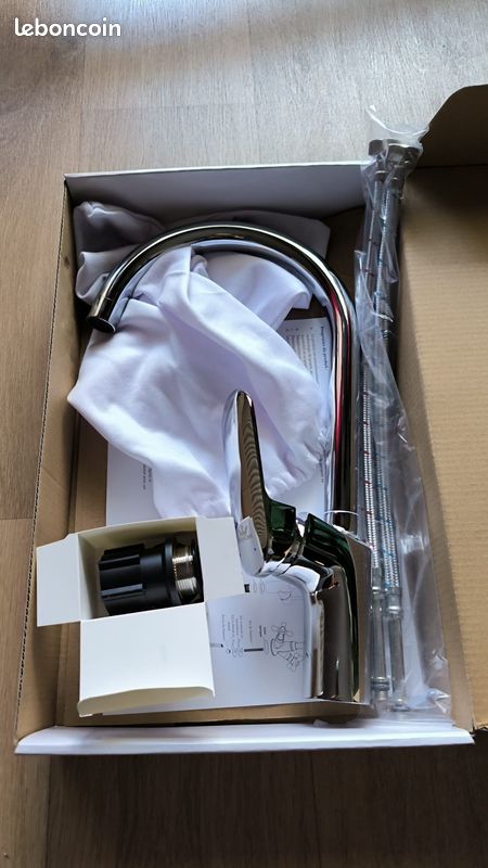 Robinet De Cuisine Filigrane Noir ébène - Laiton - 2 Trous - Neuf En Boîte
