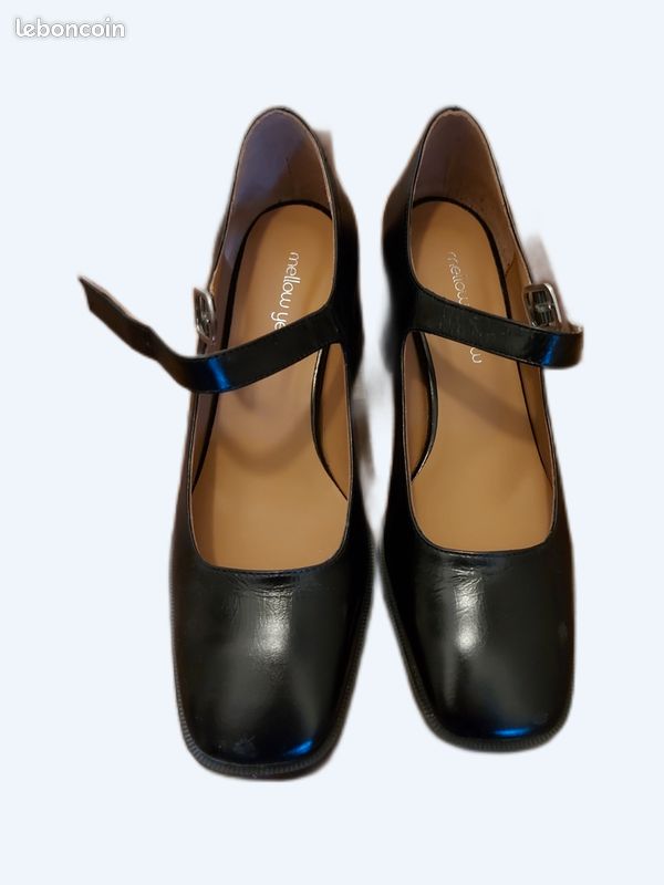 Mellow Yellow Chaussures Babies Babies Cuir Noir Roméo Ballerines