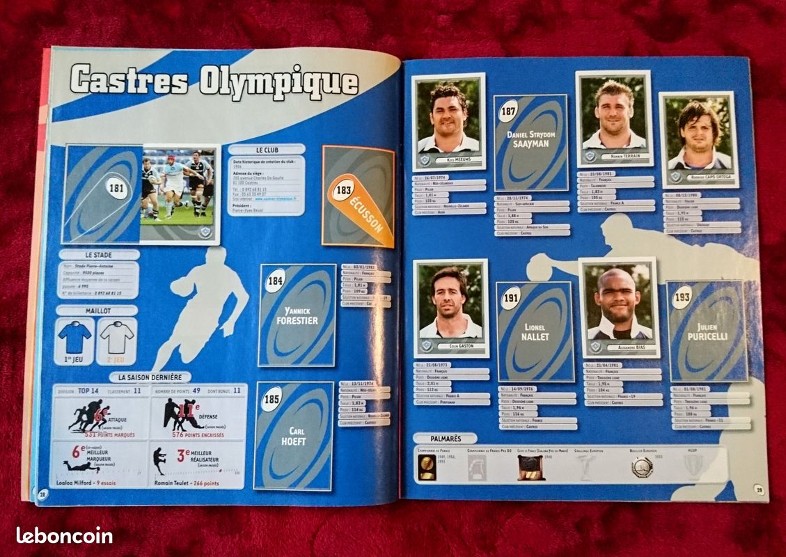 STICKER PANINI RUGBY Top 14 2014/2015 Top Joeurs Et Titres Complete EUR 3,99 - FR