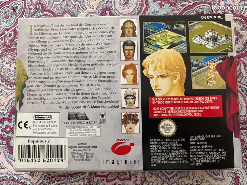 Snes Populous 2 FRG exclusive super Nintendo très propre (image 2)