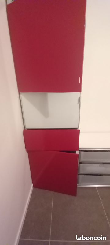 Ikea besta 4 façades portes + 1 pour tiroir laquées rouge (image 1)