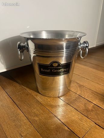 Seau à champagne design en verre et métal argenté