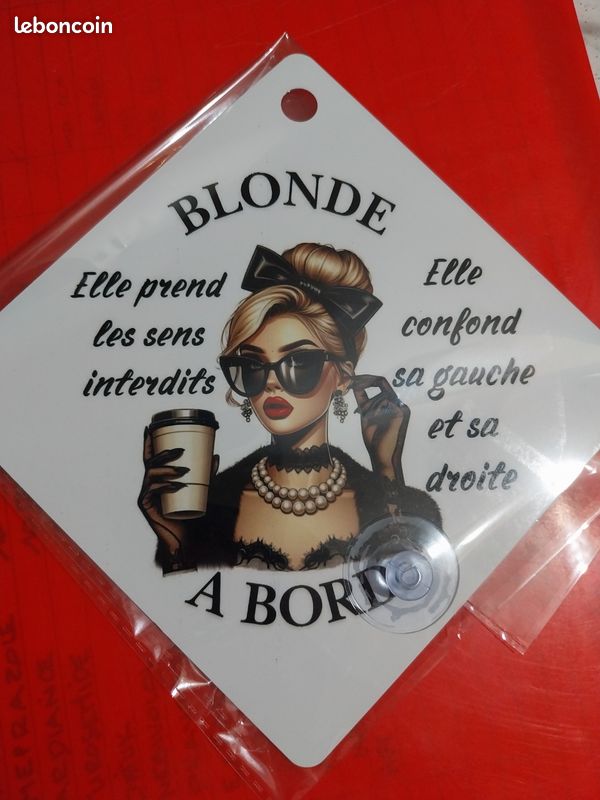 Plaque Voiture Ventouse Humour Connasse à Bord Blonde