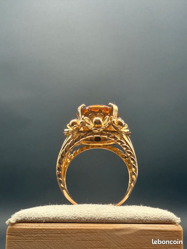 Bague En Or 18 Carats Avec Citrine Naturelle - Taille 56 - Occasion Parfait état