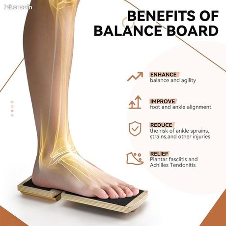 Vicloon Planche D'Équilibre à Une Jambe En Bois Massif – Entraîneur Cheville Antidérapant, Améliore Stabilité, Posture & Souplesse Du Pied