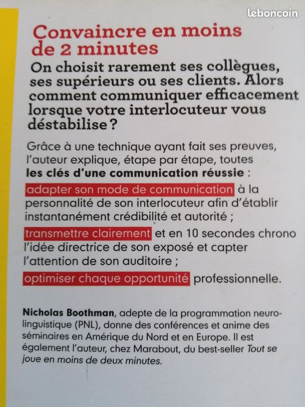 Livre "Comment convaincre en moins de 2 minutes" de Nicolas BOOTHMAN (image 3)