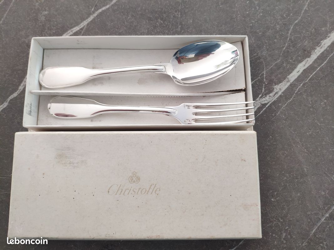 Christofle, Modèle Perles – Couverts De Naissance En Métal