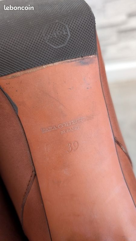 Chaussures femmes Zara bottes cuissardes cuir marrons talons haut