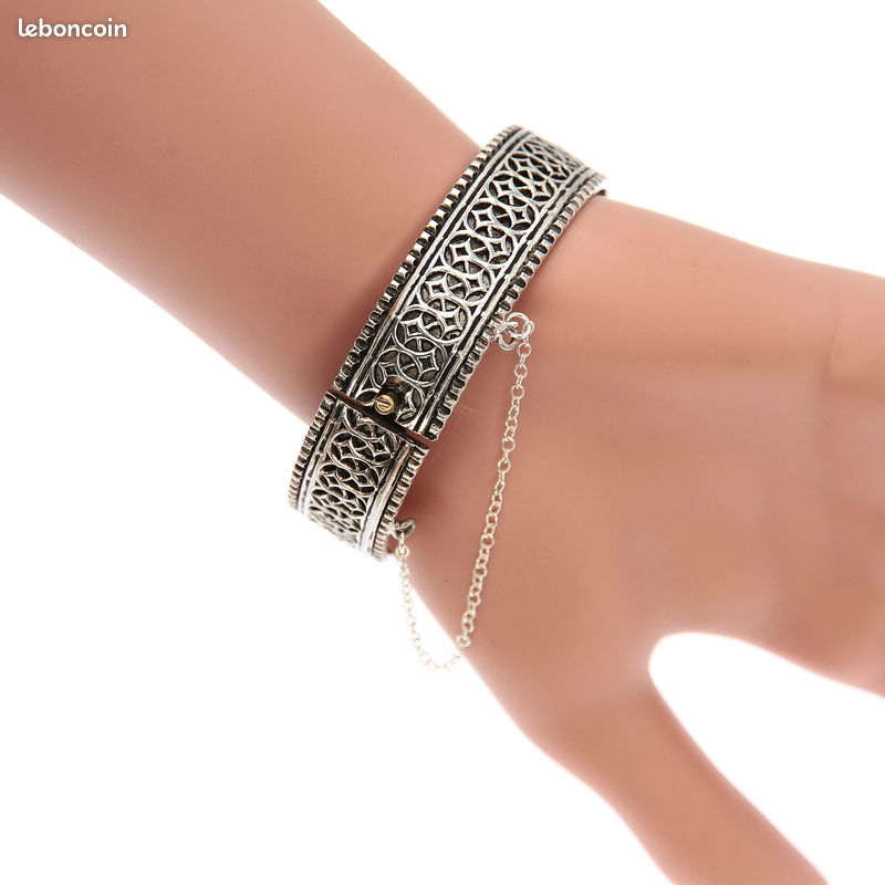 Bracelet jonc Touareg en Argent Motif Croix d'Agadez | Vintage Années 1970 à 1990 (image 4)
