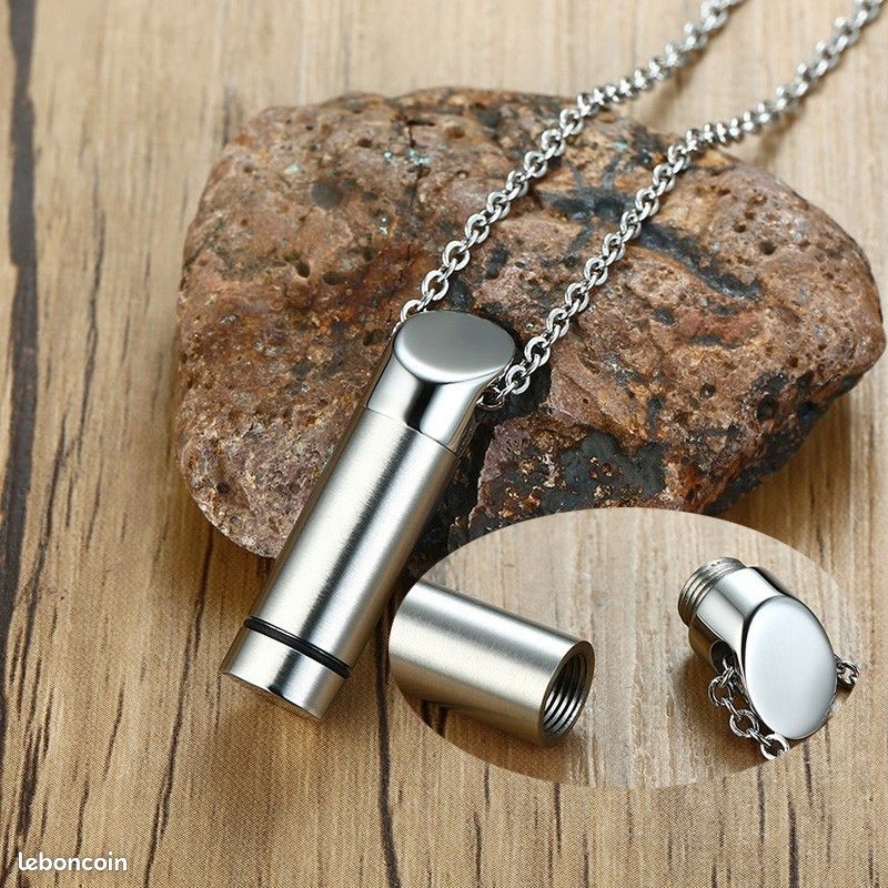 Collier personnalisé , bijoux de crémation, forme d'urne de cendres, style Hip Hop (image 4)